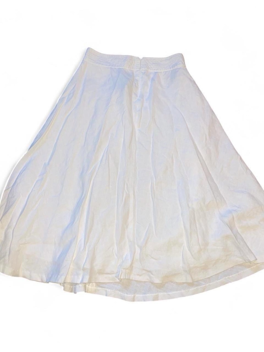 100% Linen/Cotton Ralph Lauren Crispy White A-Line Midi Skirt Summer Wedding - Picture 5 of 5